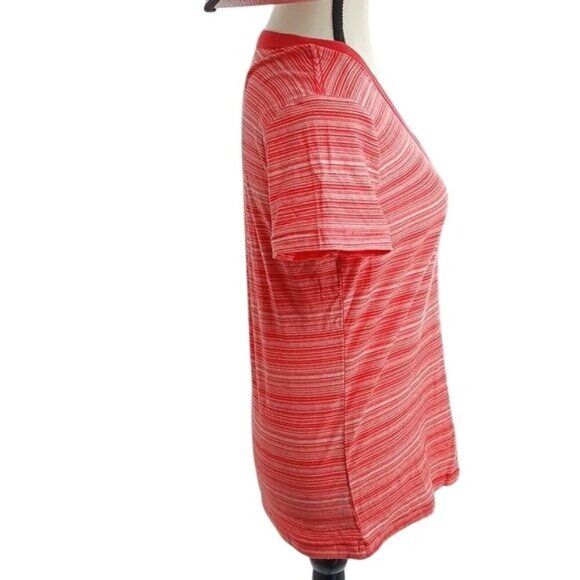 Universal Thread Womens S Red Striped V Neck Short Sleeve T Shirt Casual Top - Picture 4 of 8